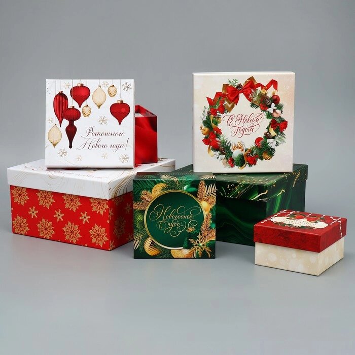 Набор подарочных коробк 6 в 1 "Новогодний подарок", 10  10  6 – 20  20  11 см от компании Интернет-гипермаркет «MOLL» - фото 1