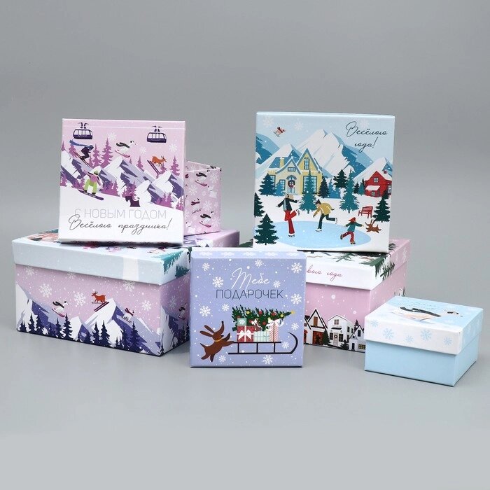Набор подарочных коробк 6 в 1 "С Новым годом", 10  10  6 – 20  20  11 см от компании Интернет-гипермаркет «MOLL» - фото 1