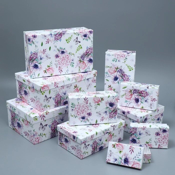 Набор подарочных коробок 10 в 1 "Цветы", 12  7  4 - 32.5  20  12.5 см от компании Интернет-гипермаркет «MOLL» - фото 1