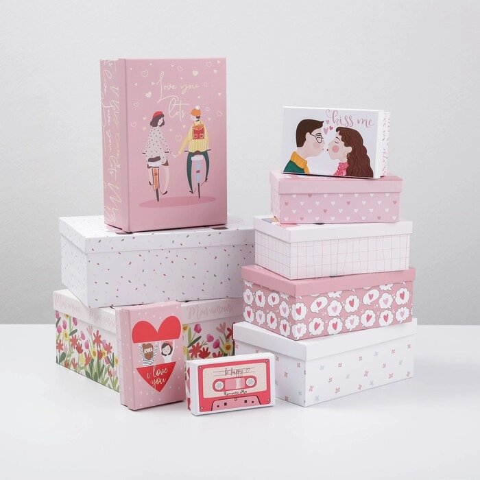 Набор подарочных коробок 10 в 1 "LOVE", 12  7  4 - 32.5  20  12.5 см от компании Интернет-гипермаркет «MOLL» - фото 1