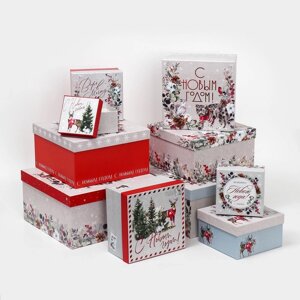 Набор подарочных коробок 10 в 1 "С Новым годом", 10.2 10.2 6‒28.2 28.2 15 см