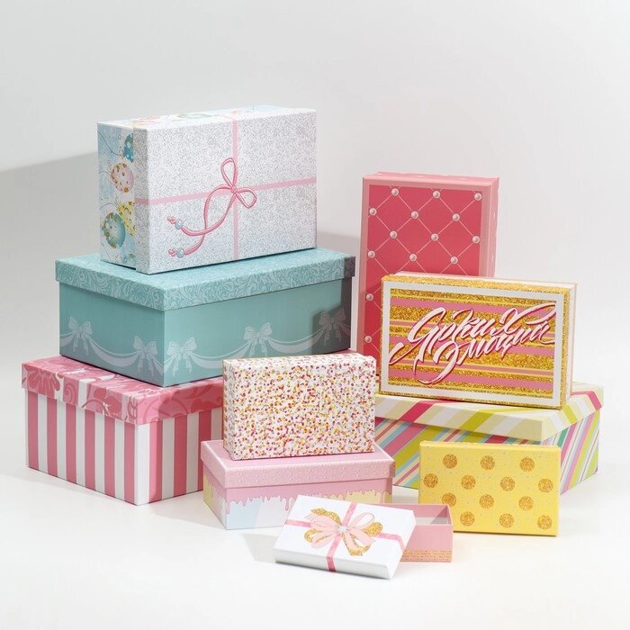 Набор подарочных коробок 10 в 1 "Торт", 32.5  20  12.5‒12  7  4 см от компании Интернет-гипермаркет «MOLL» - фото 1