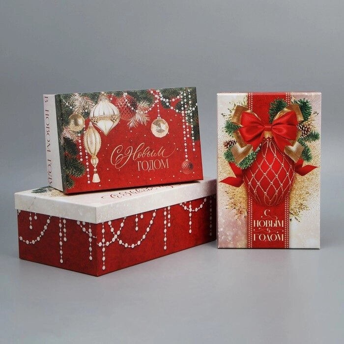 Набор подарочных коробок 3 в 1 "С новым годом, 26  17  10 ‒ 32.5  20  12.5 см от компании Интернет-гипермаркет «MOLL» - фото 1