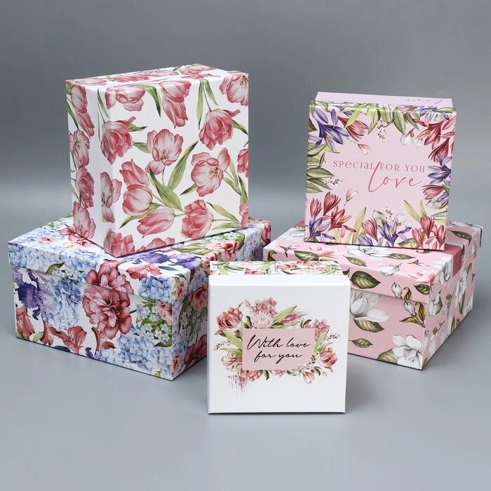 Набор подарочных коробок 5 в 1 "Цветочный сад", 14  14  8‒22  22  12 см от компании Интернет-гипермаркет «MOLL» - фото 1