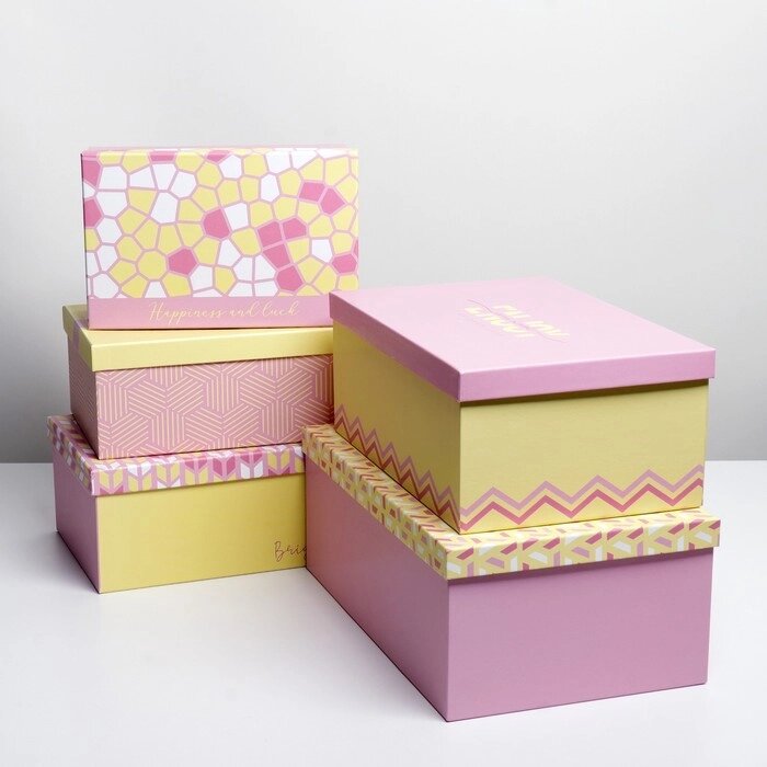 Набор подарочных коробок 5 в 1 "Happiness", 22  14  8.5‒ 32.5  20  12.5 см от компании Интернет-гипермаркет «MOLL» - фото 1