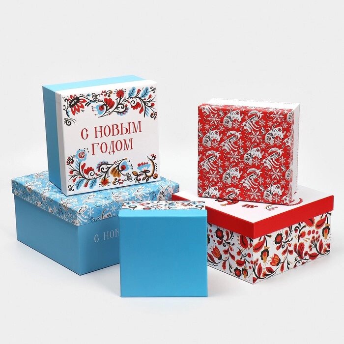 Набор подарочных коробок 5 в 1 "С Новым счастьем", 14  14  8 - 22  22  12 см от компании Интернет-гипермаркет «MOLL» - фото 1