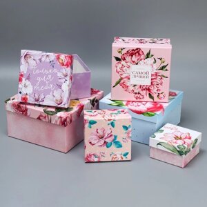 Набор подарочных коробок 6 в 1 "Цветы", 10.2 х 10.2 х 6 - 20 х 20 х 11 см