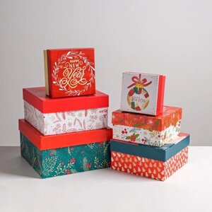 Набор подарочных коробок 6 в 1 Happy new year, 10 10 6 - 20 20 11 см