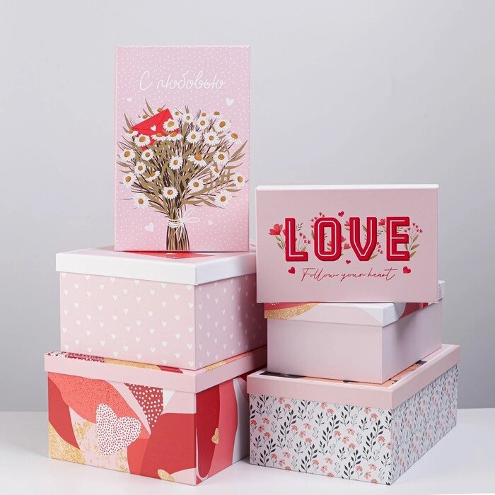 Набор подарочных коробок 6 в 1 "Love", 20 х 12.5 х 7.5 ‒ 32.5 х 20 х 12.5 см от компании Интернет-гипермаркет «MOLL» - фото 1