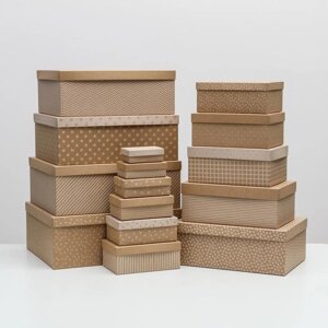 Набор подарочных крафтовых коробок 15 в 1 "Универсальный", 18 х 11 х 6.5 см - 46,6 х 35,2 х 17.5 см