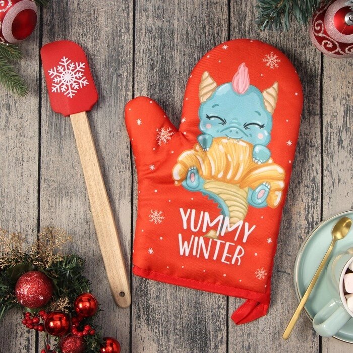 Набор подарочный Доляна Winter : варежка-прихватка, лопатка силикон от компании Интернет-гипермаркет «MOLL» - фото 1