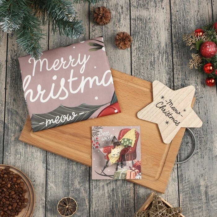 Набор подарочный Этель Merry Christmas: кух. полотенце, подставка под горячее, формочка от компании Интернет-гипермаркет «MOLL» - фото 1