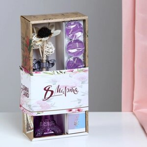 Набор подарочный "Эйфелева башня"ваза, палочки с декором, свечи, аромамасло), орхидея, 8 марта