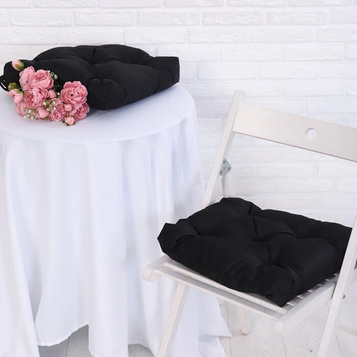 Набор подушек для стула непромокаемых 40х40см 2 шт, цвет черный, файберфлекс, грета 20%, пэ от компании Интернет-гипермаркет «MOLL» - фото 1
