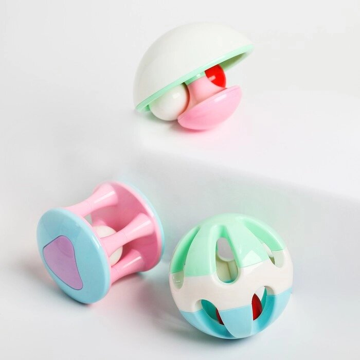 Набор погремушек "Карусельки", 3 игрушки от компании Интернет-гипермаркет «MOLL» - фото 1