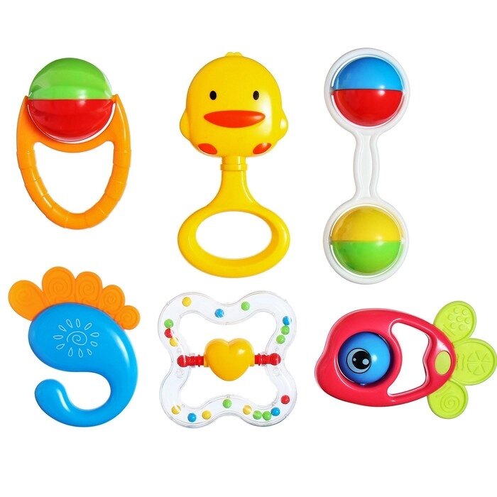Набор погремушек "Счастливый малыш 4", 6 предметов от компании Интернет-гипермаркет «MOLL» - фото 1