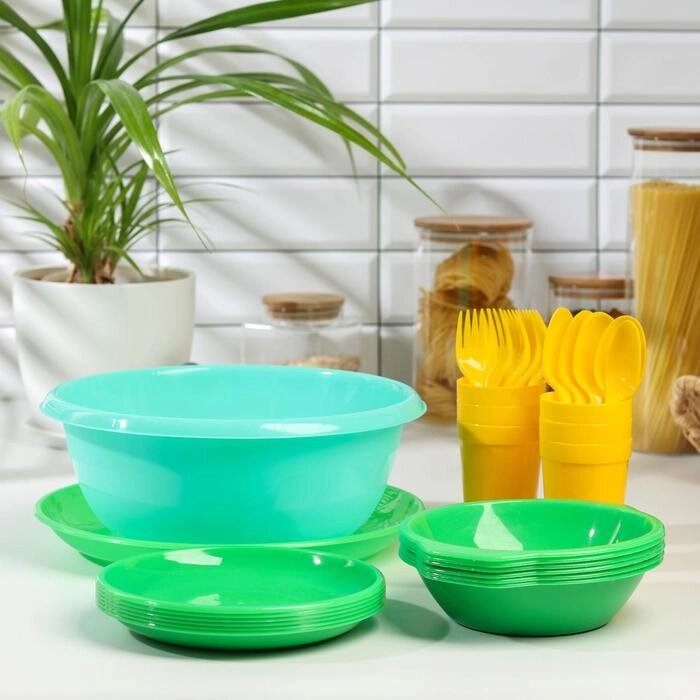 Набор посуды Альт-Пласт "Всегда с собой", на 6 персон, 32 предмета от компании Интернет-гипермаркет «MOLL» - фото 1