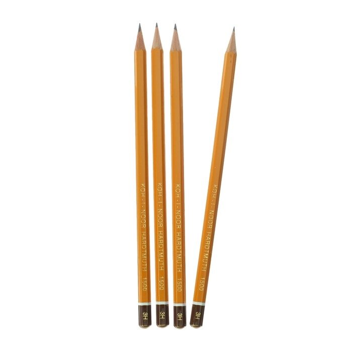 Набор профессиональных чернографитных карандашей 4 штуки Koh-I-Noor 1500 H3, заточенные (786596) от компании Интернет-гипермаркет «MOLL» - фото 1