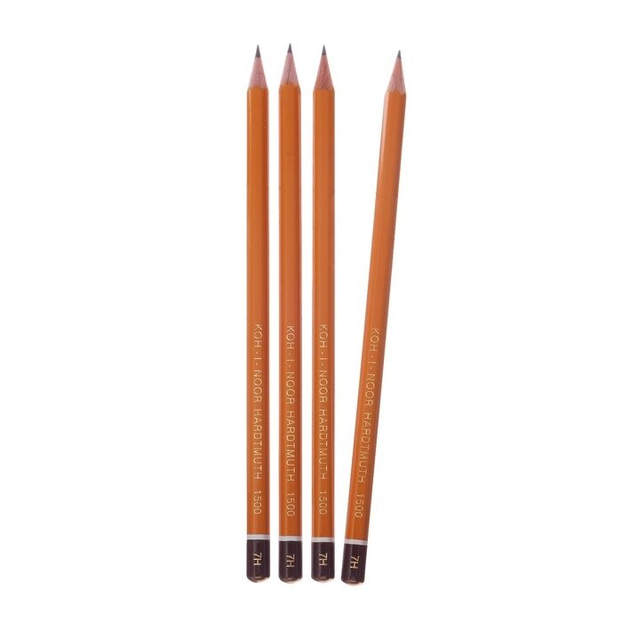Набор профессиональных чернографитных карандашей 4 штуки Koh-I-Noor 1500 H7, лакированный корпус (3098863) от компании Интернет-гипермаркет «MOLL» - фото 1