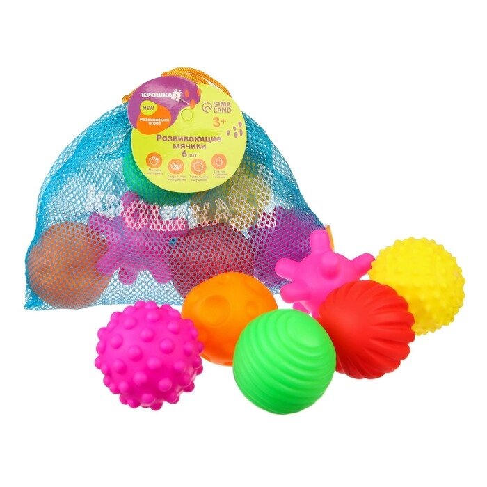 Набор развивающих игрушек "Тактильчные мячики", 8шт от компании Интернет-гипермаркет «MOLL» - фото 1
