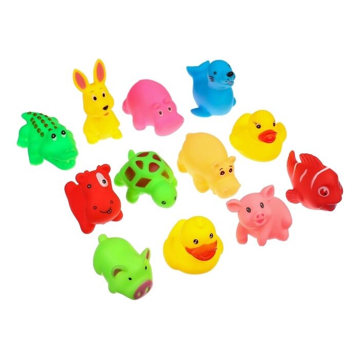 Набор резиновых игрушек для игры в ванной "Милые крохи", 12 шт. от компании Интернет-гипермаркет «MOLL» - фото 1