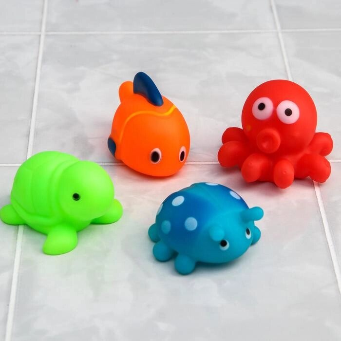 Набор резиновых игрушек для игры в ванной "Морские малыши", 4 шт. от компании Интернет-гипермаркет «MOLL» - фото 1