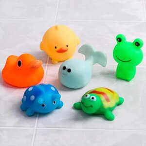 Набор резиновых игрушек для игры в ванной "Весёлые друзья", 6 шт.