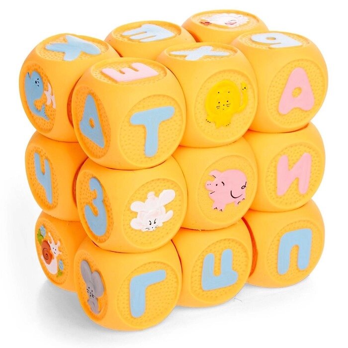 Набор резиновых кубиков "Весёлая азбука", 18 штук от компании Интернет-гипермаркет «MOLL» - фото 1