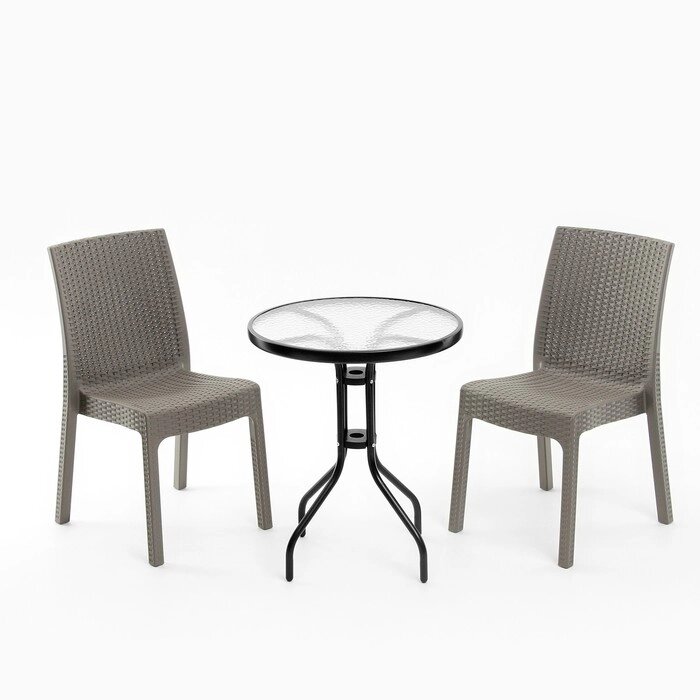 Набор садовой мебели: 2 стула + стол, песочно-серый от компании Интернет-гипермаркет «MOLL» - фото 1
