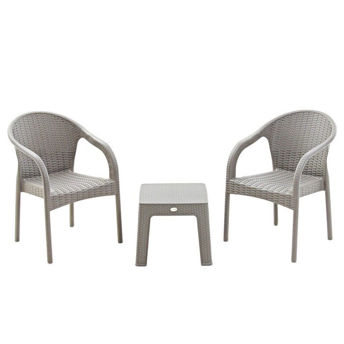 Набор садовой мебели "Милан" 3 предметов: 2 кресла, стол, песочно-серый от компании Интернет-гипермаркет «MOLL» - фото 1