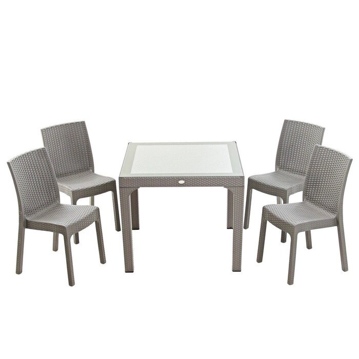 Набор садовой мебели "Ротанг" 5 предметов: 4 стула, стол, песочно-серый от компании Интернет-гипермаркет «MOLL» - фото 1