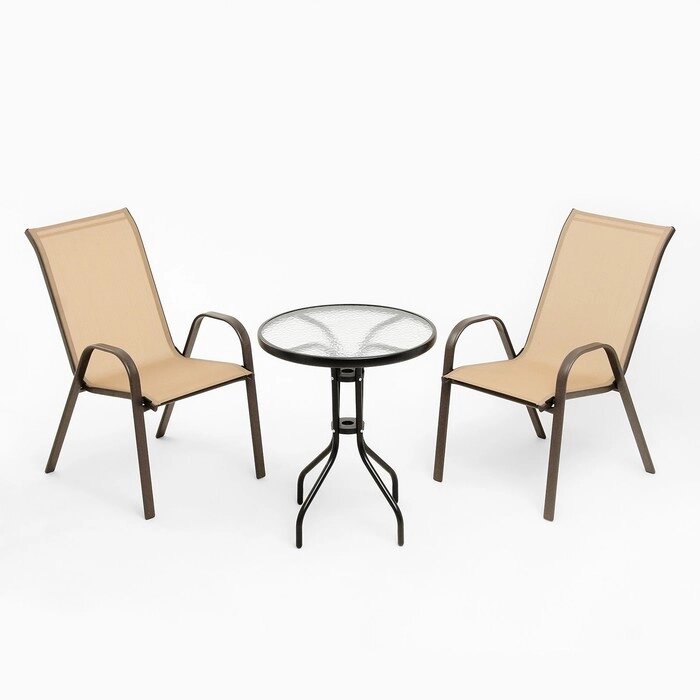 Набор садовой мебели: стол + 2 стула, бежевый, текстилен от компании Интернет-гипермаркет «MOLL» - фото 1