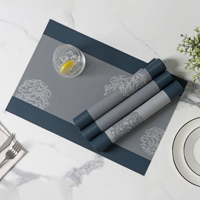 Набор салфеток Доляна "Лилли" 4 шт, 45х30 см, цвет серебро от компании Интернет-гипермаркет «MOLL» - фото 1
