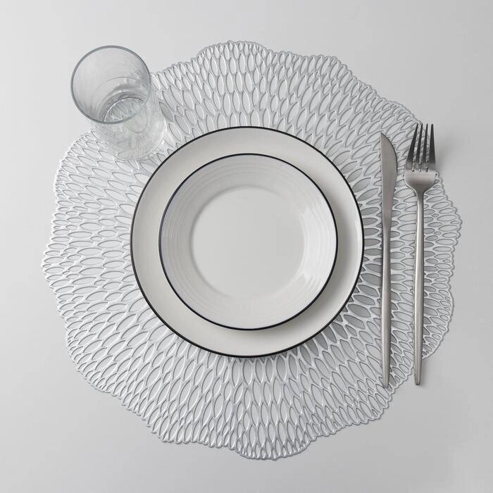 Набор салфеток кухонных Доляна "Мэри", 3838 см, 4 шт, цвет серебро от компании Интернет-гипермаркет «MOLL» - фото 1