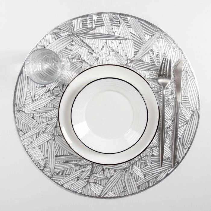 Набор салфеток кухонных "Листья", 3838 см, 4 шт, цвет серебро от компании Интернет-гипермаркет «MOLL» - фото 1
