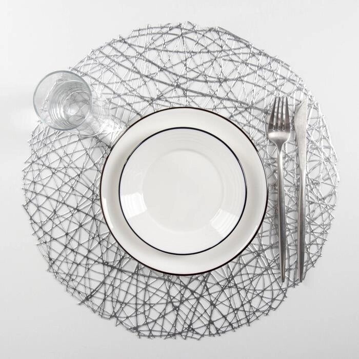 Набор салфеток кухонных "Паутинка", 3838 см, 4 шт, цвет серебро от компании Интернет-гипермаркет «MOLL» - фото 1