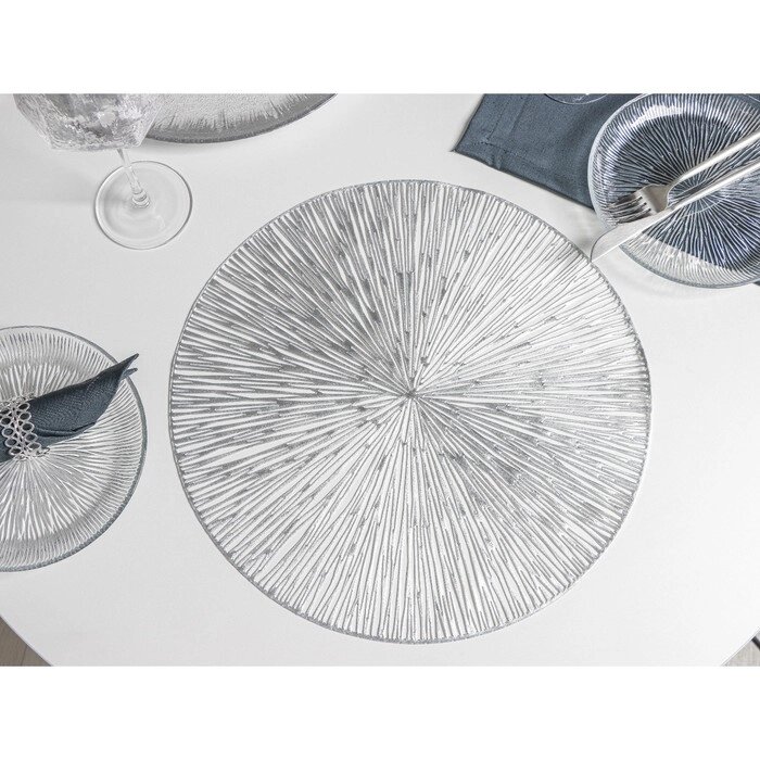 Набор салфеток кухонных "Сияние", 3838 см, 4 шт, цвет серебро от компании Интернет-гипермаркет «MOLL» - фото 1