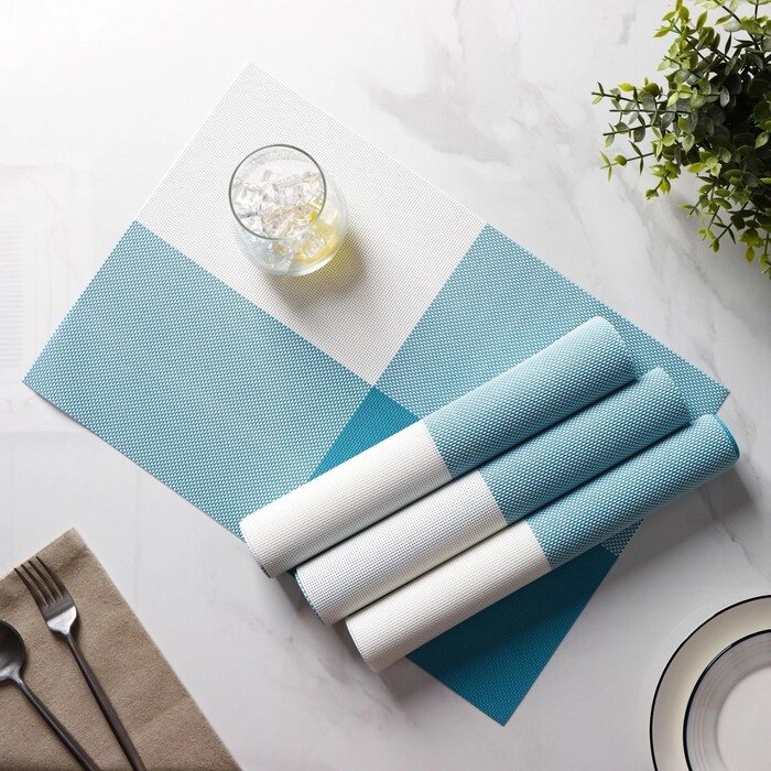 Набор салфеток сервировочных на стол Доляна "Настроение", 4 шт, 4530 см, цвет бело-синий от компании Интернет-гипермаркет «MOLL» - фото 1