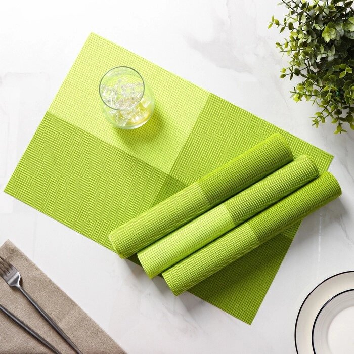 Набор салфеток сервировочных на стол Доляна "Настроение", 4 шт, 4530 см, цвет зелёный от компании Интернет-гипермаркет «MOLL» - фото 1