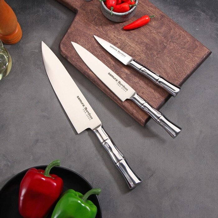 Набор "Samura BAMBOO" из 3 кухонных ножей, стальная рукоять от компании Интернет-гипермаркет «MOLL» - фото 1