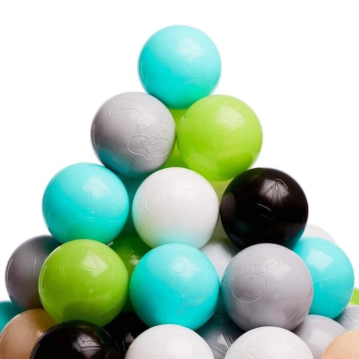 Набор шаров 150 шт, цвета: бирюзовый, серый, белый, чёрный, салатовый, бежевый, диаметр 7,5 см от компании Интернет-гипермаркет «MOLL» - фото 1