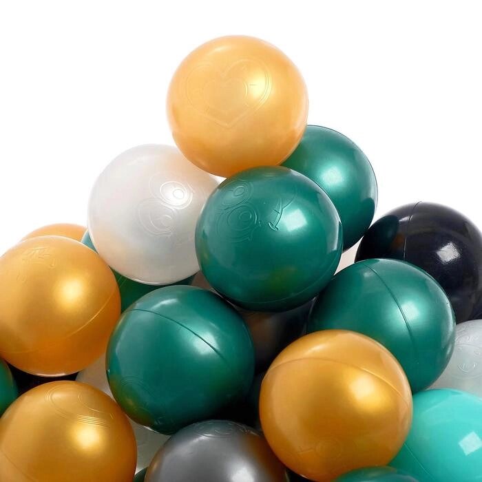 Набор шаров для сухого бассейна 150 штук (бирюзовый, серебро, зеленый металлик, золотой, белый перламутр, черный) от компании Интернет-гипермаркет «MOLL» - фото 1