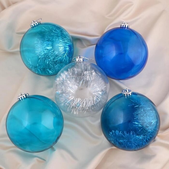 Набор шаров пластик d-15 см, 5 шт "Барбара" синий от компании Интернет-гипермаркет «MOLL» - фото 1