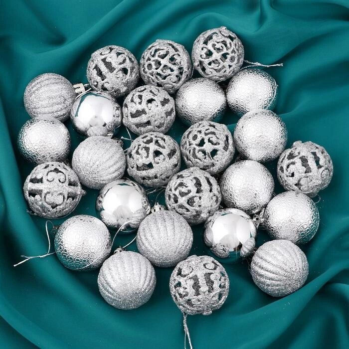 Набор шаров пластик d-4 см, 35 шт "Феерия" серебро от компании Интернет-гипермаркет «MOLL» - фото 1