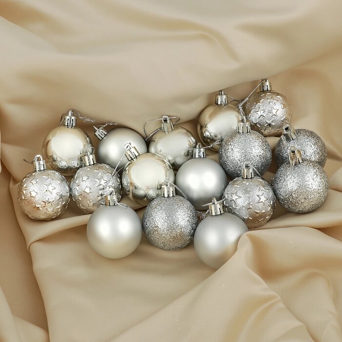 Набор шаров пластик d-5 см, 16 шт "Звездная ночь" серебро от компании Интернет-гипермаркет «MOLL» - фото 1