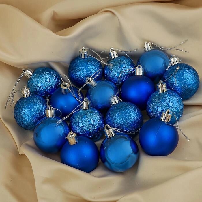Набор шаров пластик d-5 см, 16 шт "Звёздная ночь" синий от компании Интернет-гипермаркет «MOLL» - фото 1