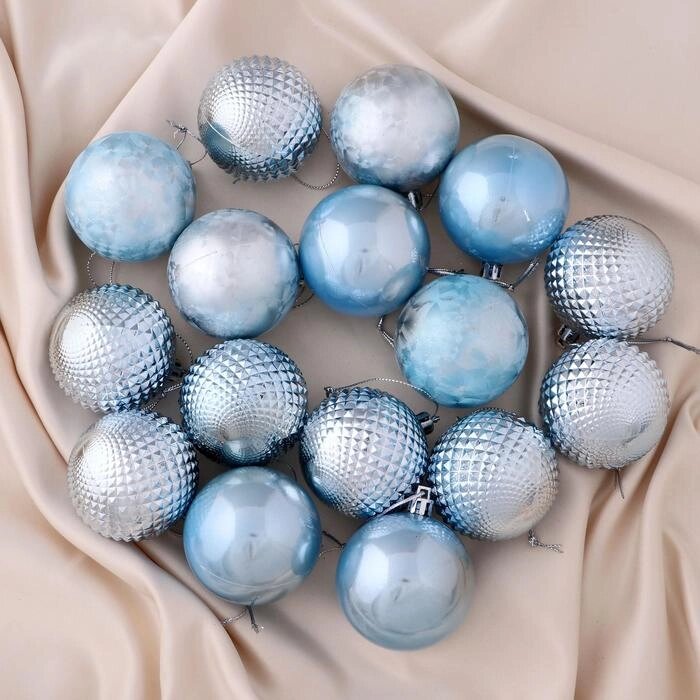 Набор шаров пластик d-6 см, 16 шт "Туманные грани" голубой от компании Интернет-гипермаркет «MOLL» - фото 1