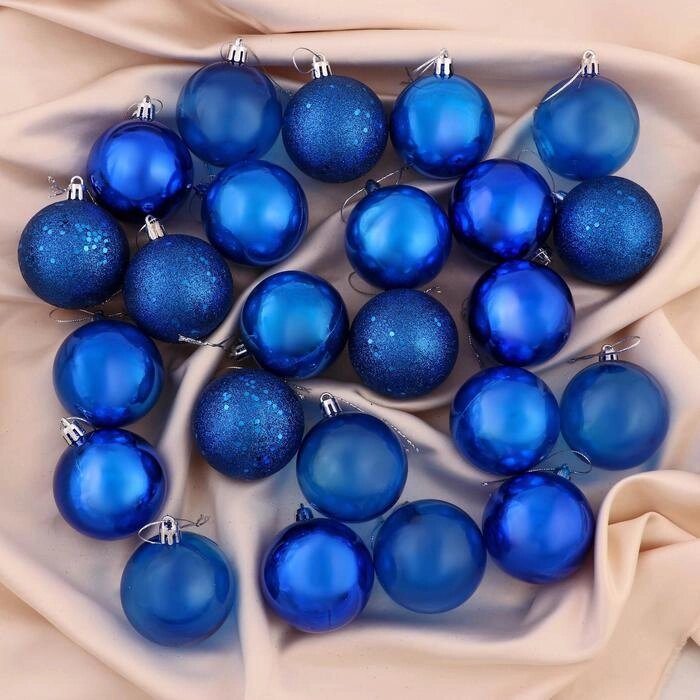 Набор шаров пластик d-6 см, 24 шт "Далия" синий от компании Интернет-гипермаркет «MOLL» - фото 1