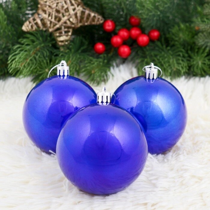 Набор шаров пластик d-8 см, 8 шт "Глянец" синий от компании Интернет-гипермаркет «MOLL» - фото 1