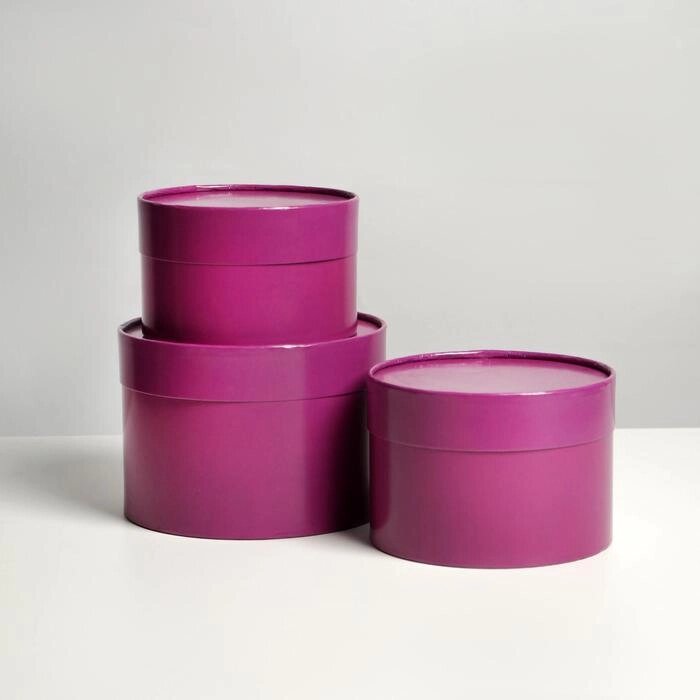 Набор шляпных коробок 3 в1 (16*10,14*9,13*8,5) фиолетовый от компании Интернет-гипермаркет «MOLL» - фото 1